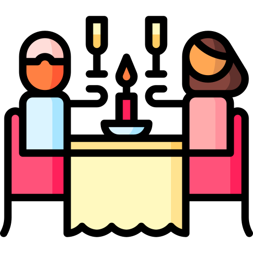 Romantic dinner Puppet Characters Lineal Color icon