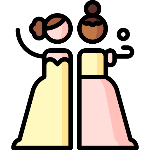 Wedding Puppet Characters Lineal Color icon
