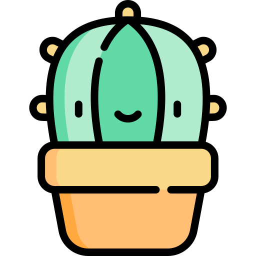 kaktus Kawaii Lineal color ikona
