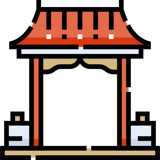 Shrine Detailed Straight Lineal color icon