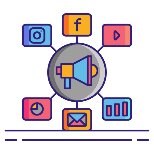 social media marketing Flaticons Lineal Color icona