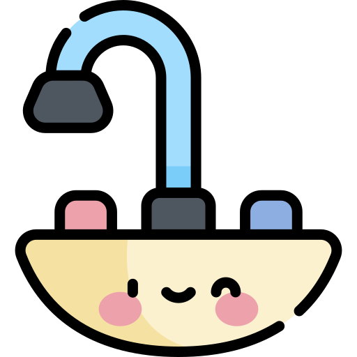 lavabo Kawaii Lineal color icono