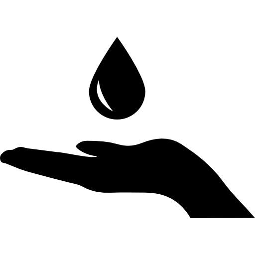 goccia di pioggia su una mano  icona