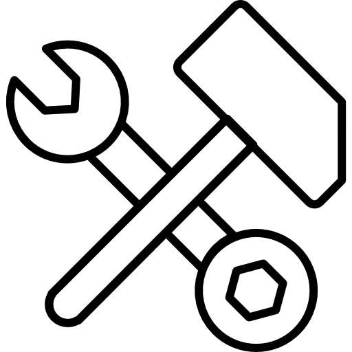 Wrench and bolt tool with hammer outline  icon