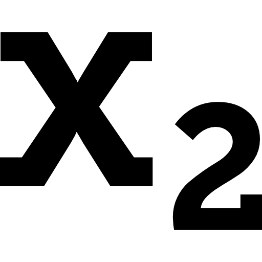 X2 symbol of a letter and a number, subscript Dave Gandy Fill icon