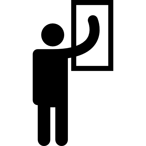 silhueta de homem em pé limpando uma janela  Ícone