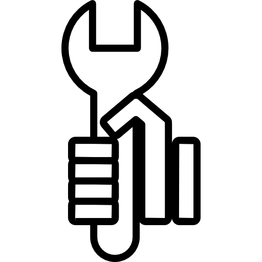 Wrench tool in a hand  icon