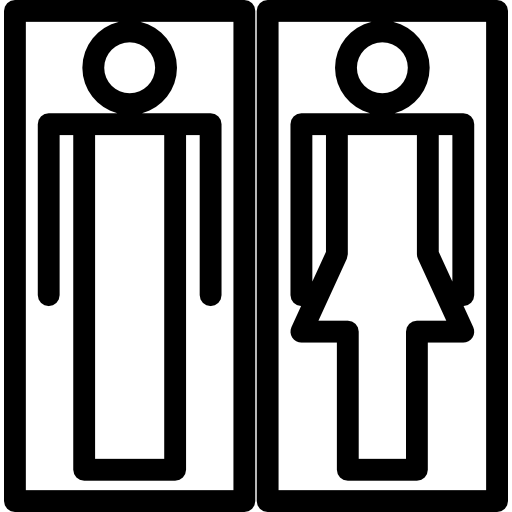 여자와 남자 윤곽선 모양으로 여성 및 남성 목욕 신호  icon