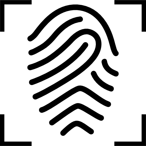 impronta digitale con messa a fuoco mirino  icona