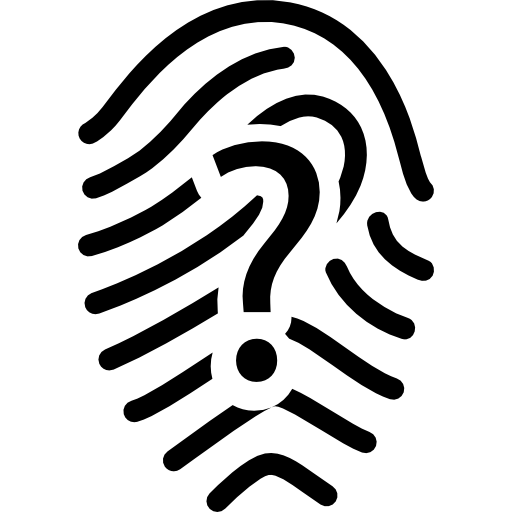 Fingerprint with question mark  icon
