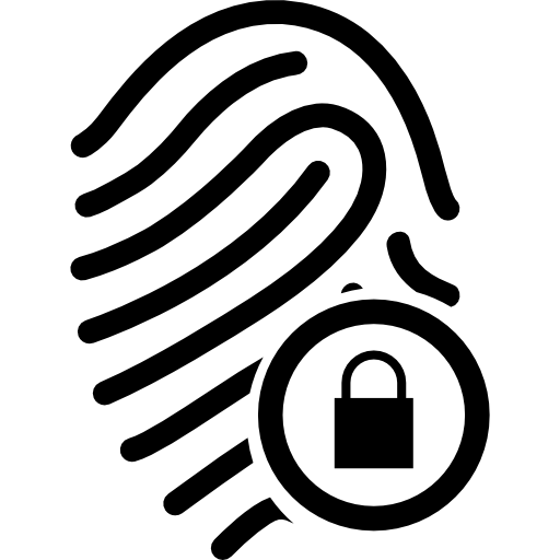 impronta digitale con sicurezza  icona