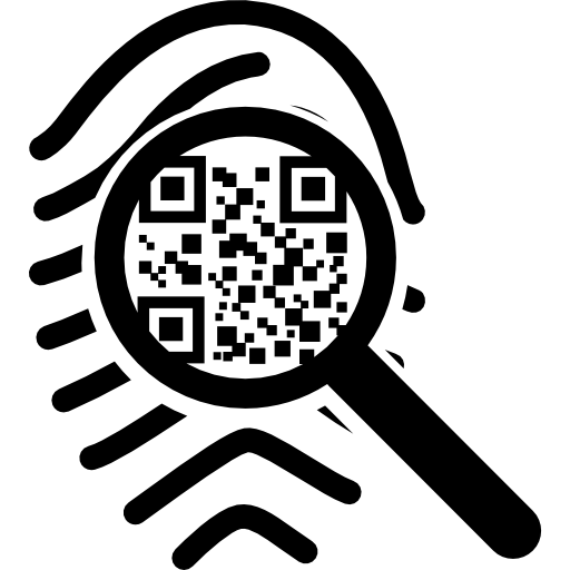 QR Code scanning on a fingerprint  icon