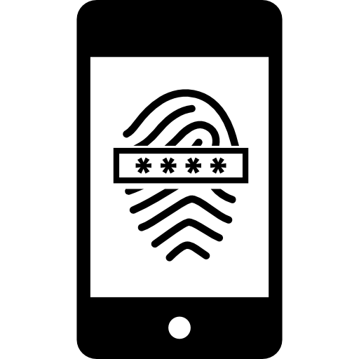 escáner de huellas dactilares con contraseña en el teléfono móvil  icono