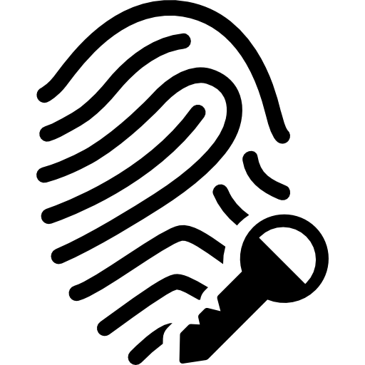 huella digital con llave  icono