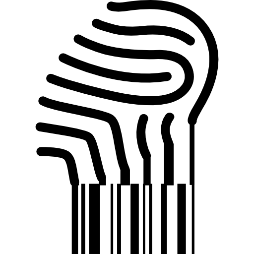 fingerabdruck verwandelt sich in einen barcode  icon