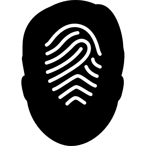 huella digital en una silueta de cabeza masculina  icono