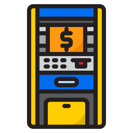 geldautomaat srip Lineal Color icoon