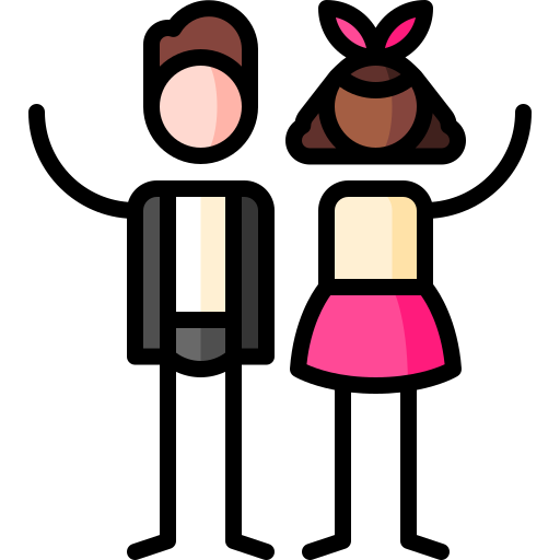couple Puppet Characters Lineal Color Icône