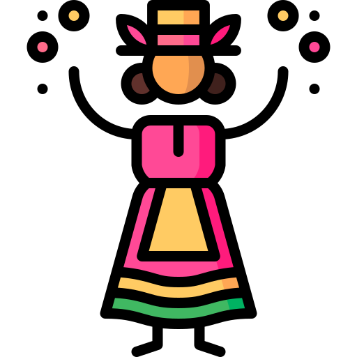 여자 Puppet Characters Lineal Color icon