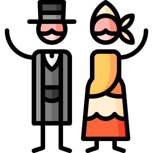 homme et femme Puppet Characters Lineal Color Icône