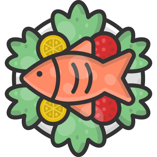 pescado frito SBTS2018 Lineal Color icono