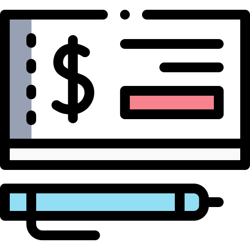 Cheque Detailed Rounded Lineal color icon