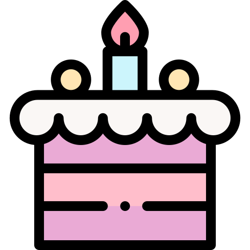 Торт на день рождения Detailed Rounded Lineal color иконка