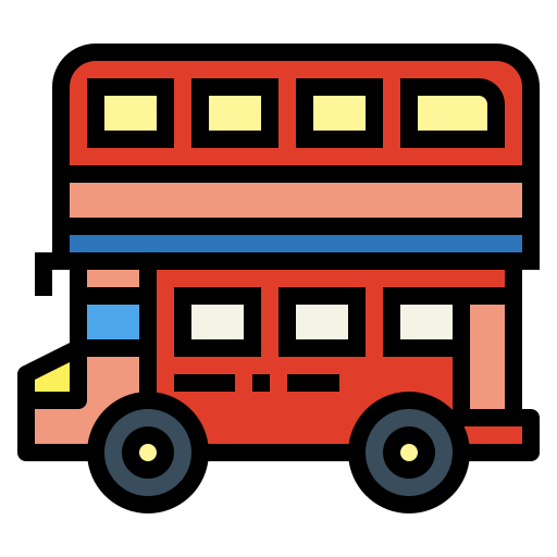 autobús de dos pisos Smalllikeart Lineal Color icono