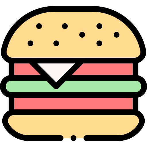 햄버거 Detailed Rounded Lineal color icon