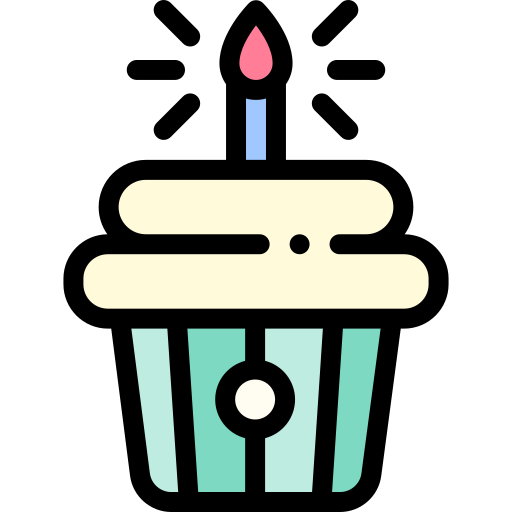 verjaardagstaart Detailed Rounded Lineal color icoon