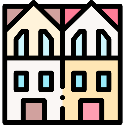 Semi detached Detailed Rounded Lineal color icon