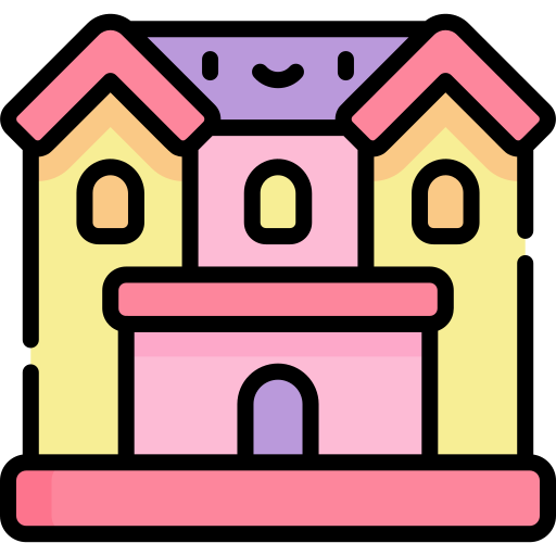 mansión Kawaii Lineal color icono