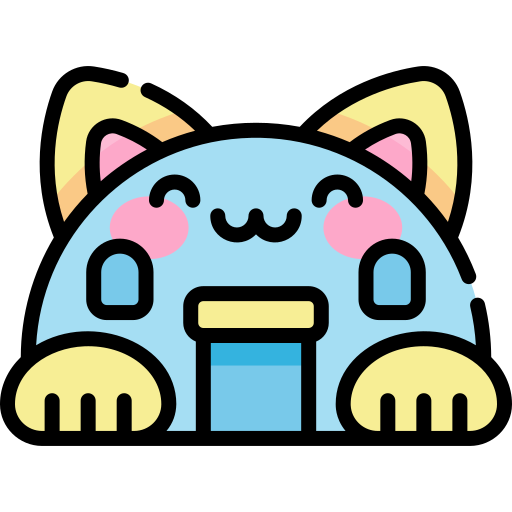 gato Kawaii Lineal color icono