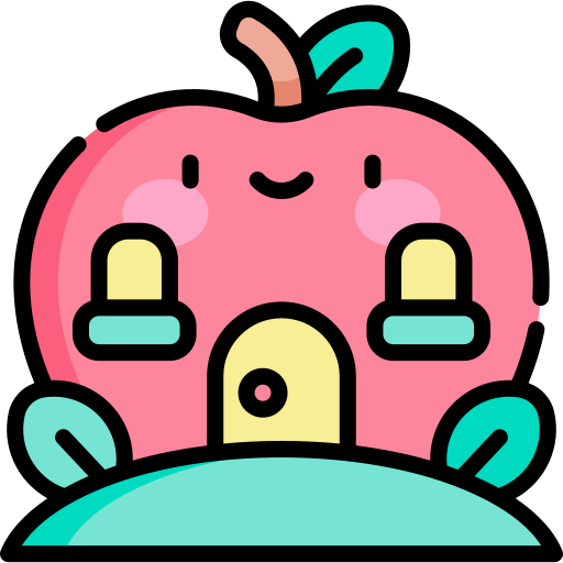 яблоко Kawaii Lineal color иконка