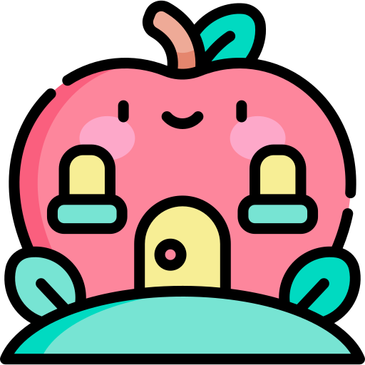 manzana Kawaii Lineal color icono