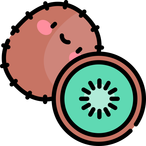 kiwi Kawaii Lineal color icoon