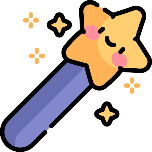 마법의 지팡이 Kawaii Lineal color icon