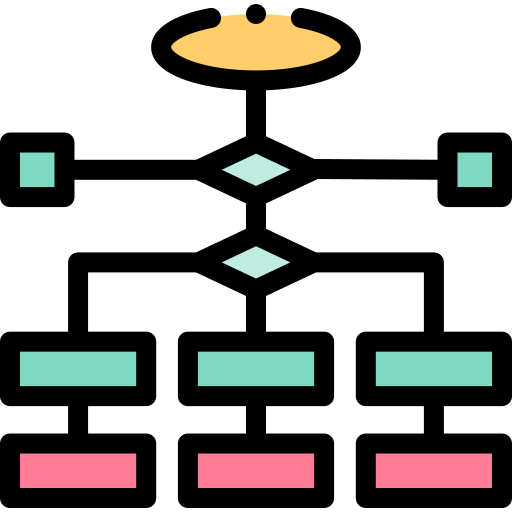 diagrama de flujo Detailed Rounded Lineal color icono