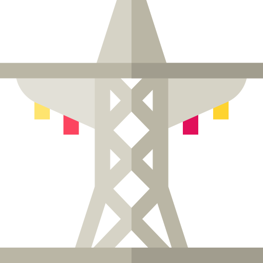 elektrische toren Basic Straight Flat icoon