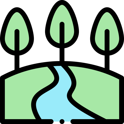 River Detailed Rounded Lineal color icon