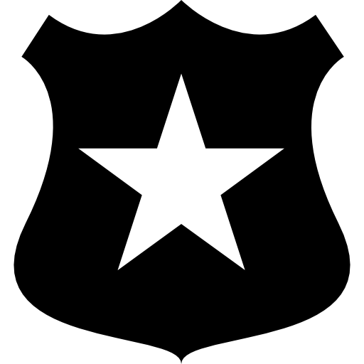Police shield with a star symbol  icon