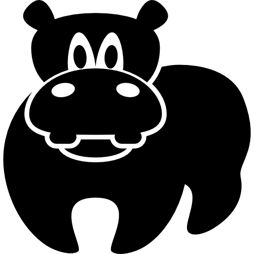 Hippopotamus silhouette with white outlines  icon