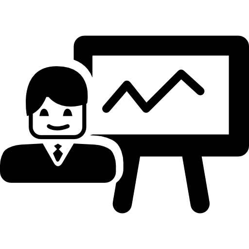 Business strategy presentation of a businessman  icon