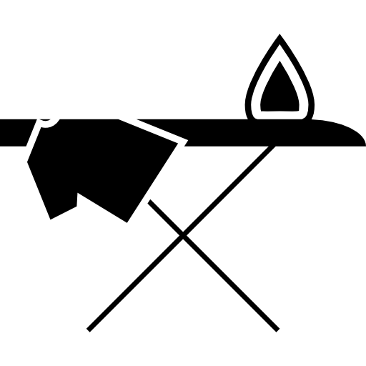 tabla de planchar con paño y plancha  icono