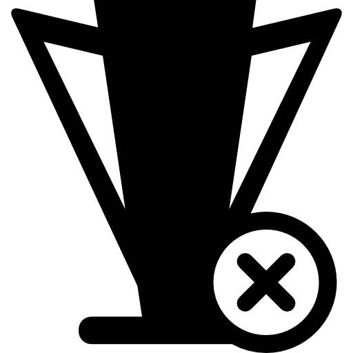 Football trophy with delete symbol  icon