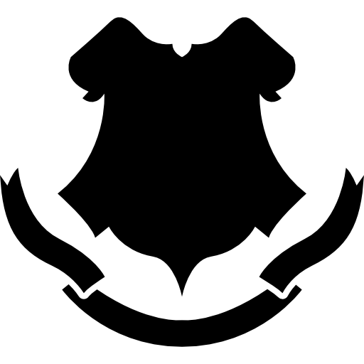 escudo de forma negra con una pancarta  icono