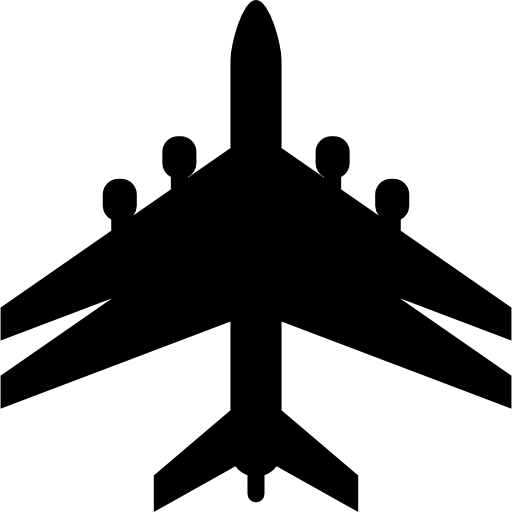 Airplane black shape with double wings  icon