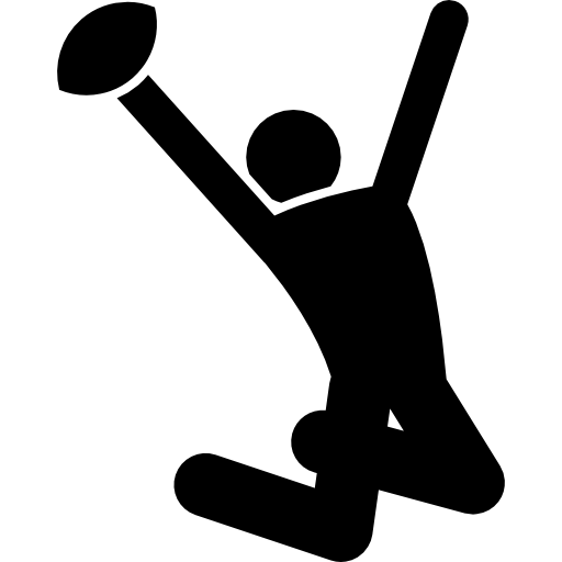 joueur de rugby célébrant avec le ballon  Icône