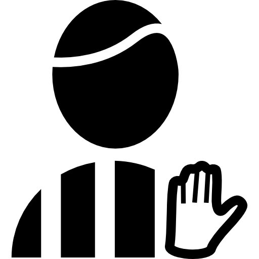 Футбольный арбитр с ручным сигналом  иконка
