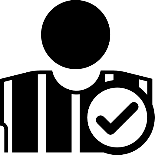 Football referee with check mark  icon